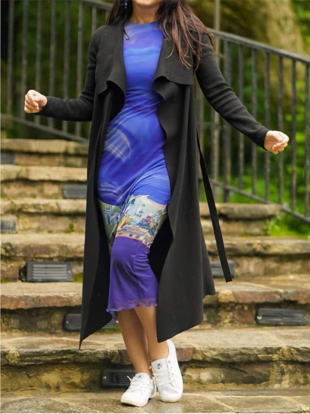 Desigual Vibrant Blue Scenic Print dress